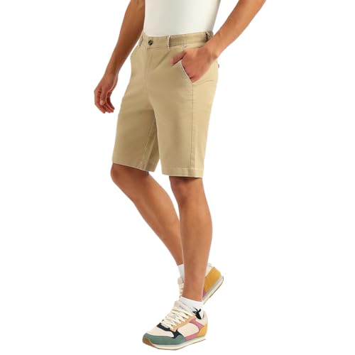 United Colors of Benetton Solid Slim Fit Chinos Shorts (Size: 32)-25P4CTWB1003I902 Khaki
