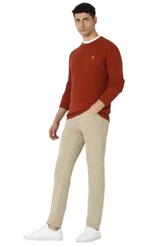 Van Heusen Men Red Textured Crew Neck Sweater
