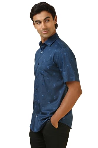 Allen Solly Men Blue Print Half Sleeves Casual Shirt