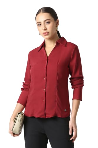 Women Red Solid Long Sleeves Formal Shirt