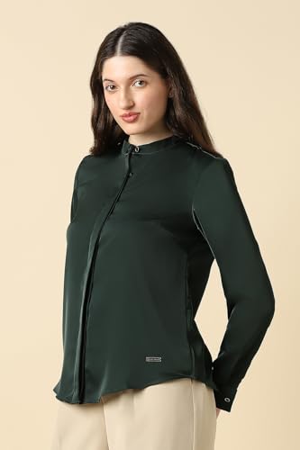 Women Green Solid Long Sleeves Shirt
