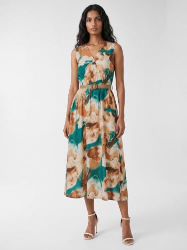 Max Women Printed Midi Dress with Belt (Multicolour_XS)