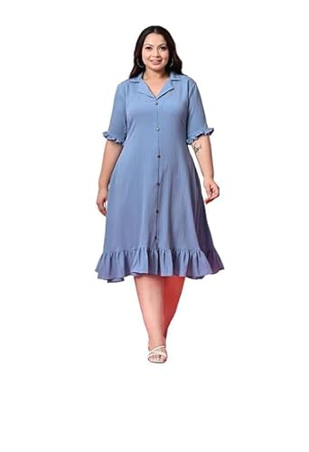 PrettyPlus by Desinoor.com Midi Dress for Women | Stylish Long Women  Western Frock | Knee Length Crinkled Midi | Fit & Flare Solid Desk to  Dinner Dress