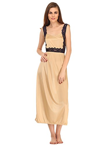 Clovia Women's Satin Solid Nightwear Set Pack of 7 (NS0563P24_O_Beige_Free Size_Brown_Free Size)