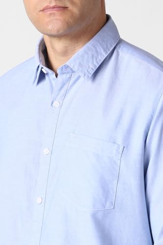 Men Light Blue Solid Full Sleeves Casual Shirt
