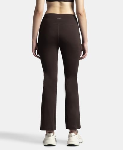 Jockey MW77 Women's Microfiber Elastane Stretch Regular Fit Flared Pants with StayFresh Treatment_Coffee_S
