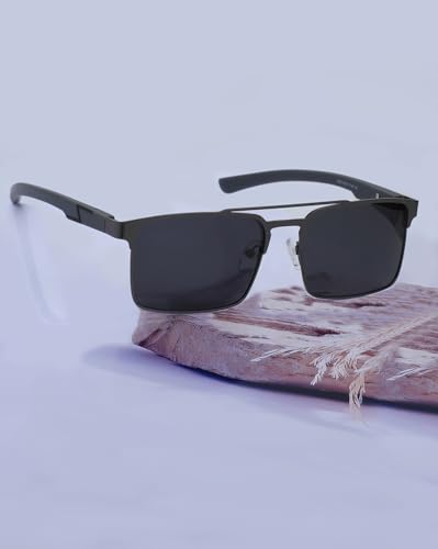 Carlton London Premium Metallic with Grey Toned & Polarised Lens Square Sunglass for men