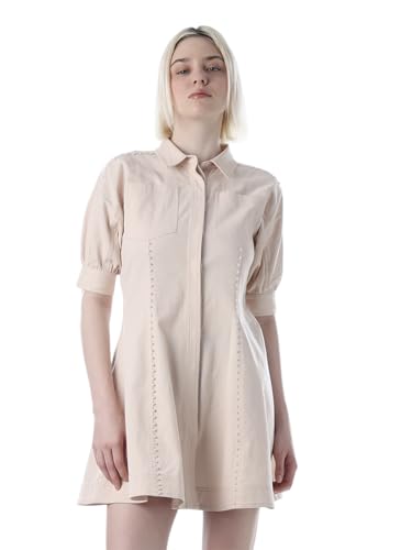 ONLY Women's Embellished Fit and Flare Peach Dress