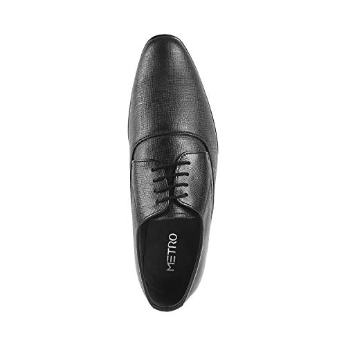 Metro Men Black Leather Men Flat Shoes (19-6100-11-41) Size (7 UK/India (41EU))