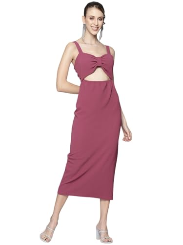 Mauve Waist Cut Out Bodycon Dress