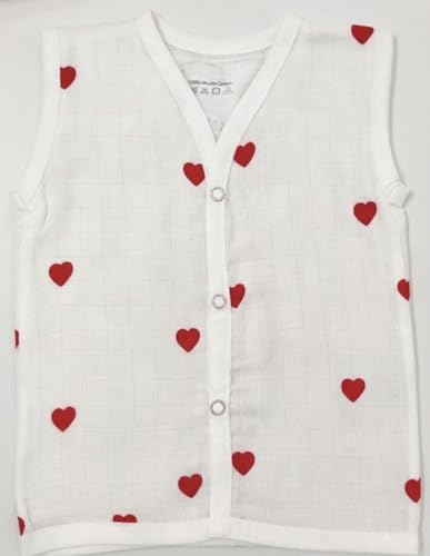 MomNess Baby Muslin Jabla Vest, 100% Pure Muslin Cotton, Newborn Cotton Jabla, Baby Dress, Soft, Infant Dress (White with Multicolour Prints 3-6M)