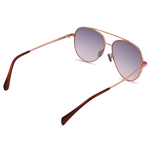 French Connection|Gold Full-rim Frame Aviator Sunglasses|100% UV Protected (Uv 400) Grey Gradient Faded Lens|Men's | Medium | FC 7448 C1 S
