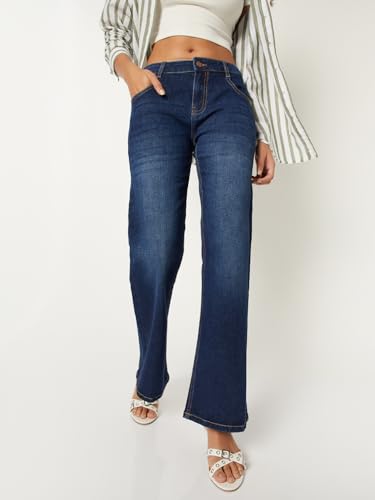 Max Women Washed Kick Flare Jeans (Blue_28)