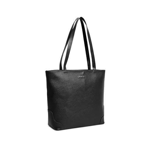 Fastrack Stylish Textured Tote Bag for Women | Trendy Casual Bag for Ladies, Women, Girls | Everyday College Bag Made of High-Quality Faux Leather (Black)