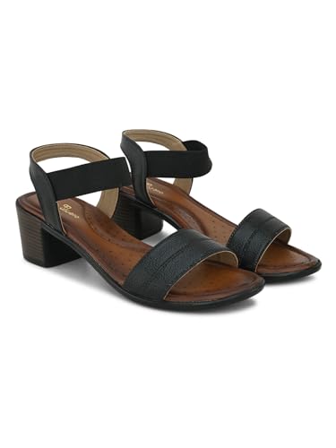 pelle albero Women's Black Leather Slip-On Block Heel Sandals PA-LM-F6609_BLACK_40