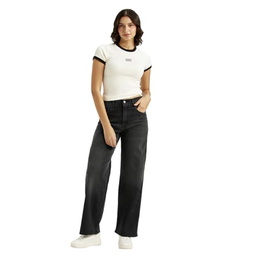 Levi's Women's Black Flared Fit High-Rise Jeans, 1002, 26