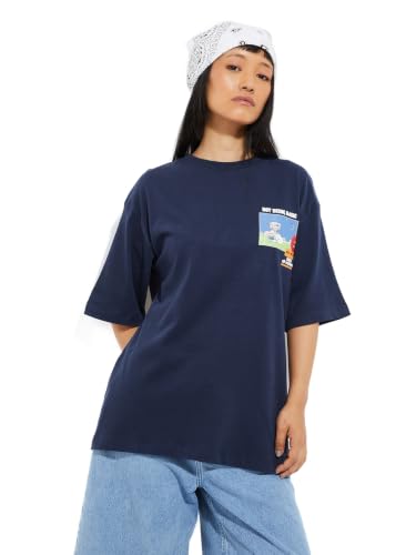 Max Alaya F x URB_N Women Back Printed T-Shirt (Blue_XL)