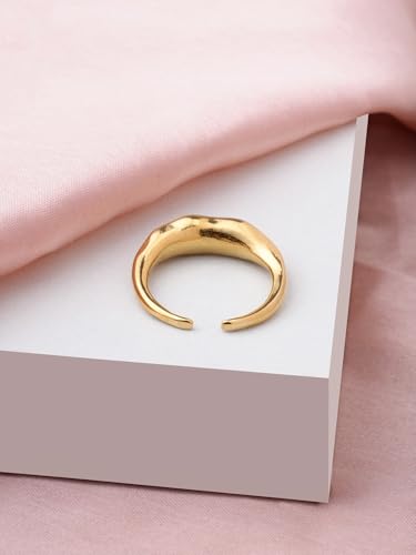 PALMONAS Luxe Line Pearl Accent Ring Gifts For Girlfriend (Size-Adjustable) | Gift For Women & Girls