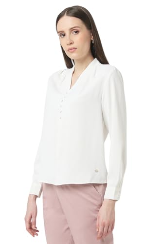 Van Heusen Women's Solid Regular Fit Blouse (VWTSCRGPF31771_White