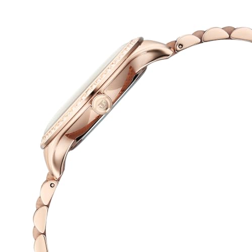 Titan Purple Prestige Quartz 3 Hands + Date Round White Dial, Rose Gold Stainless Steel Strap Watch for Women - 95247WM01