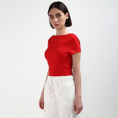 Tommy Hilfiger Red Solid Viscose Women Top