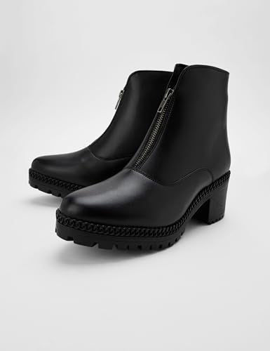 Elle Women's Zip Boots,Black,UK-5