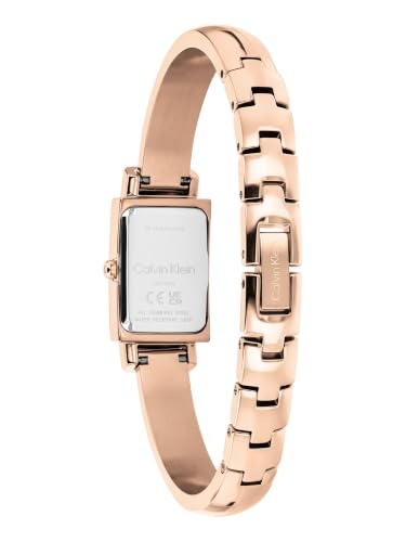 Calvin Klein Moderne Qtz Basic Mini Black Color Rectangle Dial Women's Watch | Ionic Plated Rose Gold Steel Material | Bangle Watch - 25100183