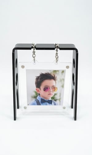Customizable Acrylic Swing Photo Frame | Table Top & Desk Decor | 5.5 x 5 Inch | Black | Personalized Gift for Birthday, Anniversary, Wedding & Home Decor