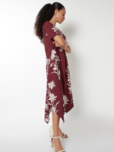 Max Women's Polyester A-Line Below The Knee Dress (NC510003_Maroon