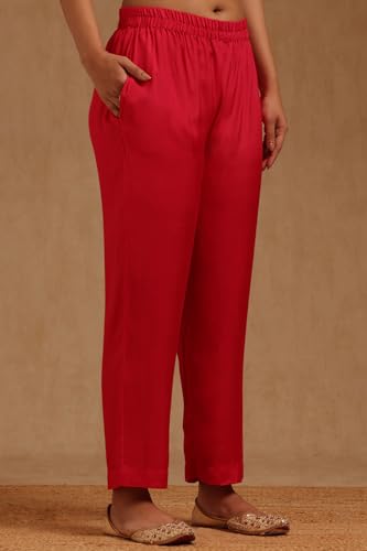 Soch Womens Fuchsia Dola Silk Bandhani Print Suit Set With Sequins