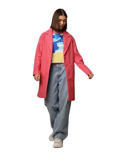 ONLY Women's Loose Fit Pink Coat