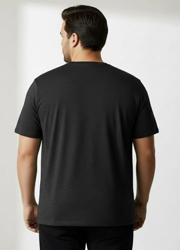 Khakey Mens Round Neck Half Sleeve Pure Cotton Plus Size T-Shirt| Charcoal Melang, Maroon, Black Tshirt | Pack of 3