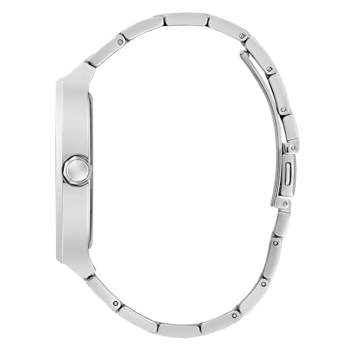 GUESS Punctual Analog Watch for Man with Silver Rectangle Dial & Silver Stainless Steel Bracelet Band Water Resistant Men's Wrist Watches - GW0705G1