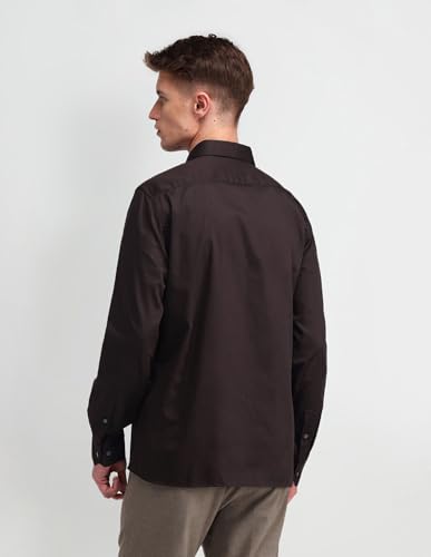 Arrow Men's Brown Solid - Cutaway Collar Full Sleeves Formal Shirt with Chest Pocket | Cotton Fabric | Slim Fit