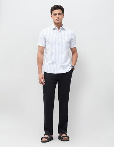 U.S.Polo Association Men's Vertical Striped Oxford Shirt (USSHT3400H_Blue_46)