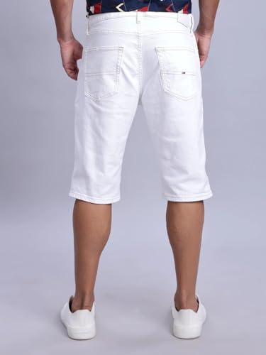 Regular Fit Printed Mid Rise Shorts White