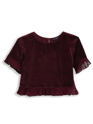 Girls Maroon Solid Casual Top