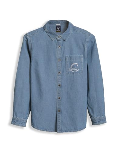 Boys Light Blue Solid Casual Shirt