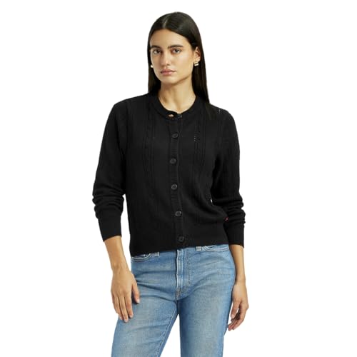 Levi's Women's Self Design Black Round Neck Sweater