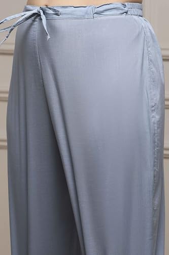 Biba Women Blue Cotton Blend Hand Embroidered Unstitched Suit Set_FREE SIZE