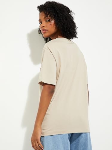 Max URB_N Women Peanut Snoopy Print Oversized T-Shirt (Beige_XS)