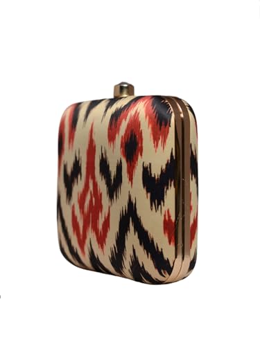 Artklim Black And Red Ikkat Printed Clutch