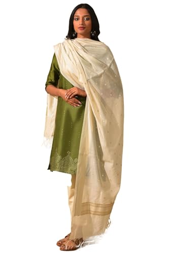 W for Woman Ecru Chanderi Jacquard Drape