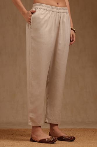 Soch Womens Beige Linen Floral Print Kurta Set