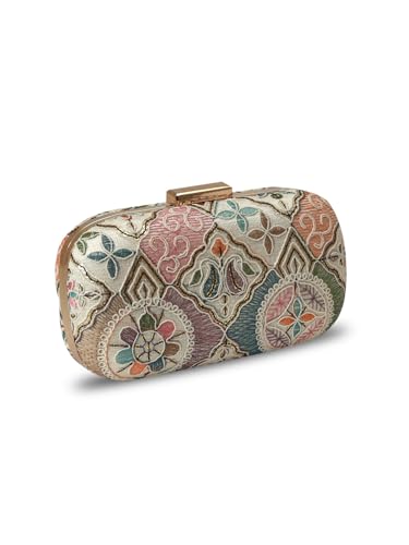 THE TAN CLAN Mughal Long Clutch for women Purses Luxury Evening Handbags for ladies with Detachable Handle