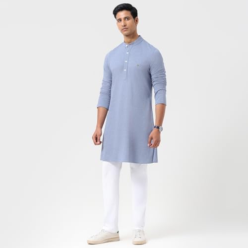 Lacoste Men's Cotton Solid Slim Dress Shirt (YH003H_Blue