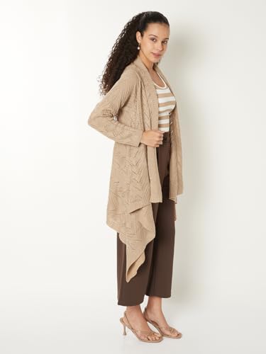 Max Women Crochet Waterfall Shrug (Beige_M)