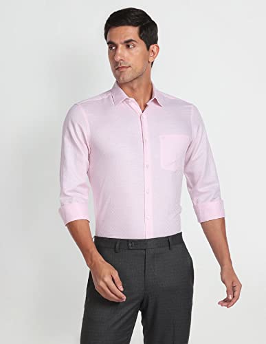 Arrow Men's Plain/Solid Regular Fit Shirt (ARAFSH0494_Pink