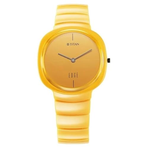Titan Edge Squircle Camo Quartz Yellow Shaped Dial Unisex Analog Watch | Ceramic Material | Water Resistant Watch | Unisex Watches - NT1841QC08