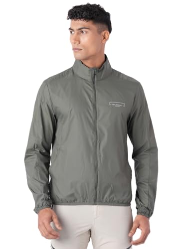 Wildcraft Men Sierra Solid Nylon Blend Collored Casual Wind Breaker Jacket, Full Sleeve - Regular fit, Olive Green, XXL